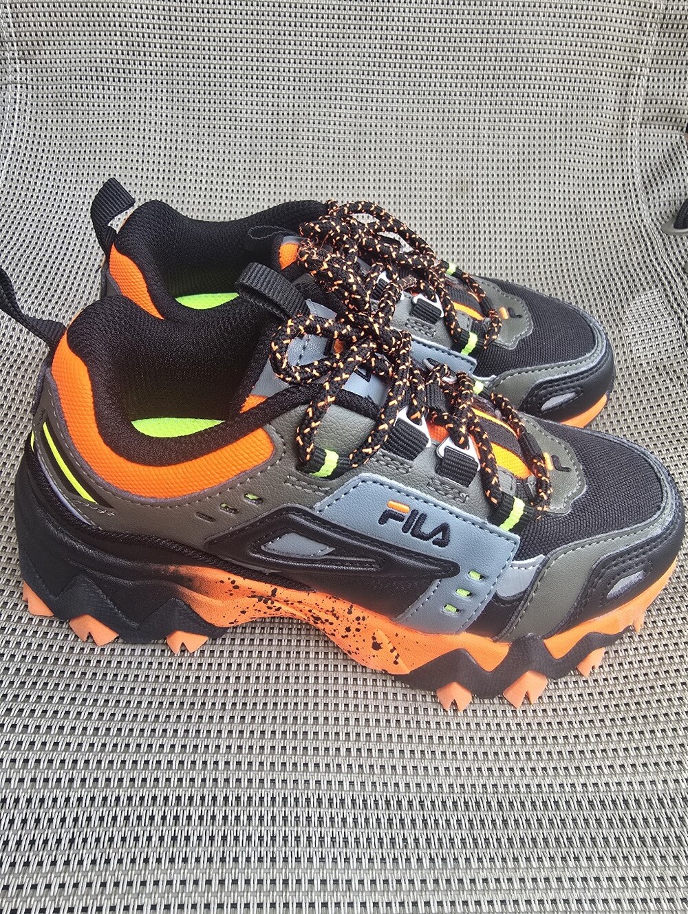 Fila Kids' Chunky Sneakers in Black, Orange & Gray
